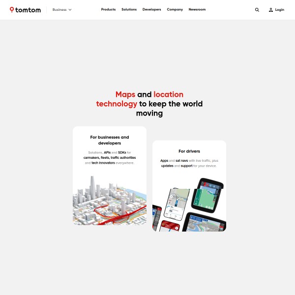 TomTom homepage screenshot