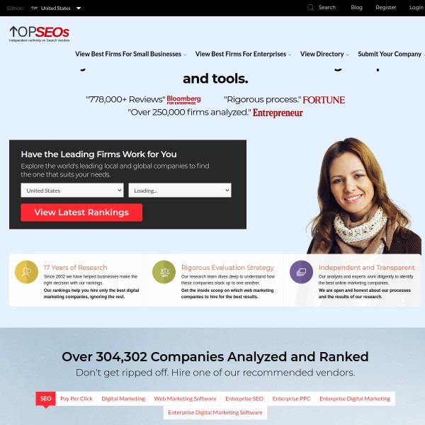 TopSEOs homepage screenshot