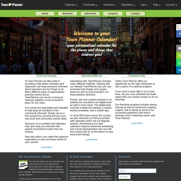 Town Planner homepage screenshot