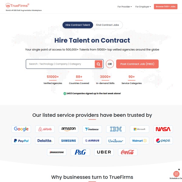 TrueFirms homepage screenshot