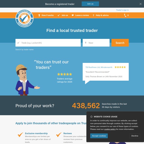 TrustATrader homepage screenshot