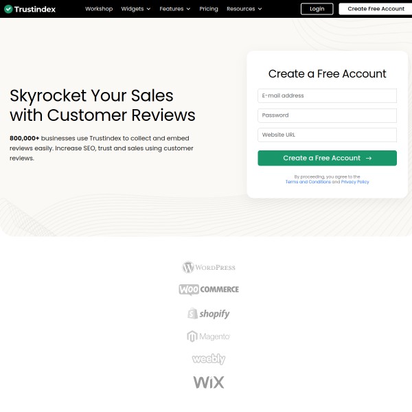 Trustindex homepage screenshot