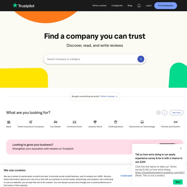 TrustPilot homepage screenshot