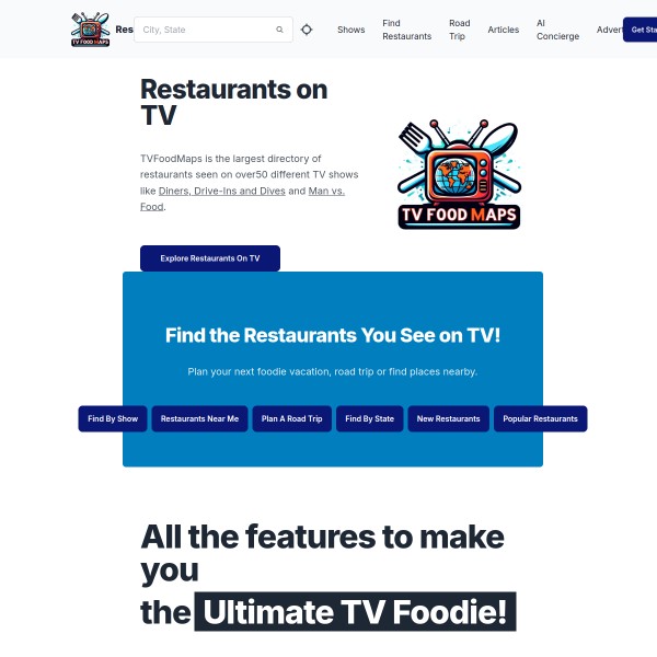 TV Food Maps homepage screenshot