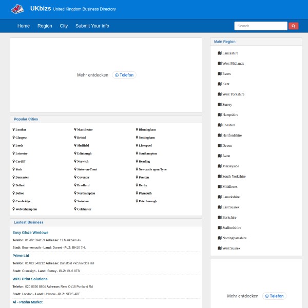 ukbizs.com homepage screenshot