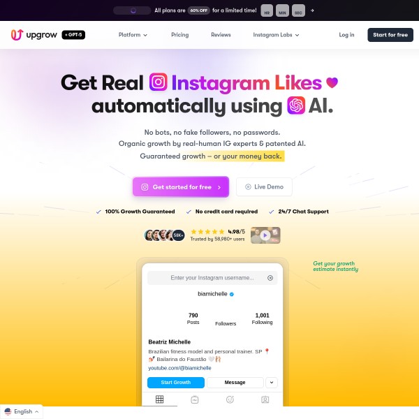 Upgrow homepage screenshot