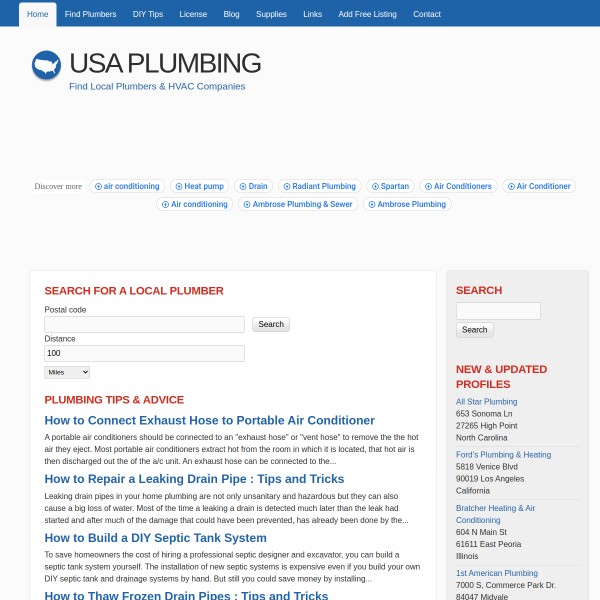 usaplumbing.info homepage screenshot