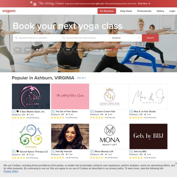 Vagaro homepage screenshot