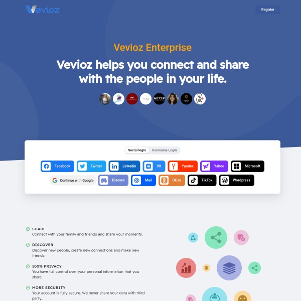 Vevioz homepage screenshot