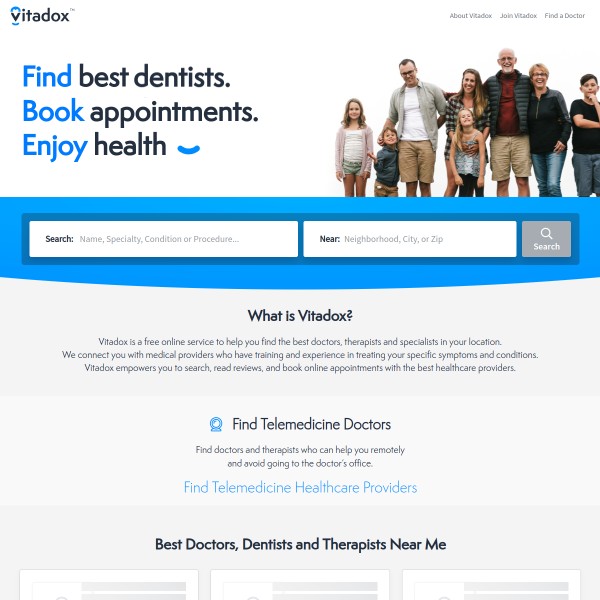 Vitadox homepage screenshot