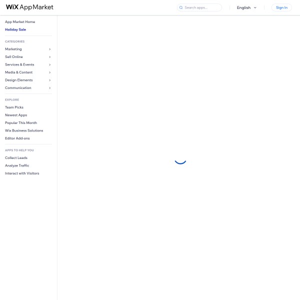 Wix App Market homepage screenshot
