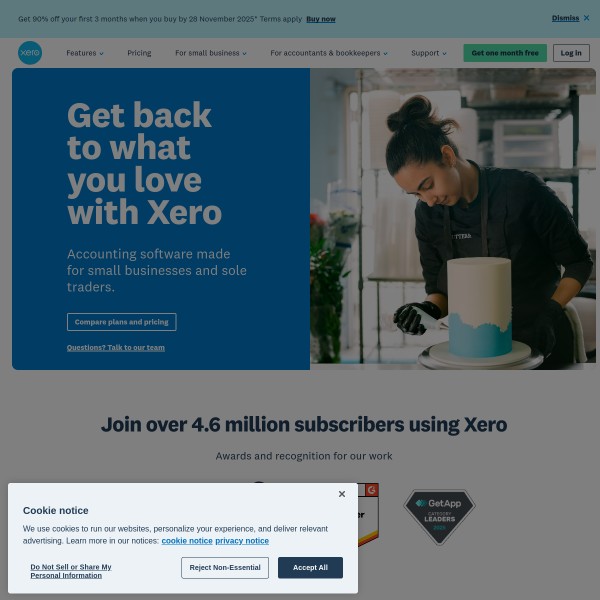 Xero homepage screenshot