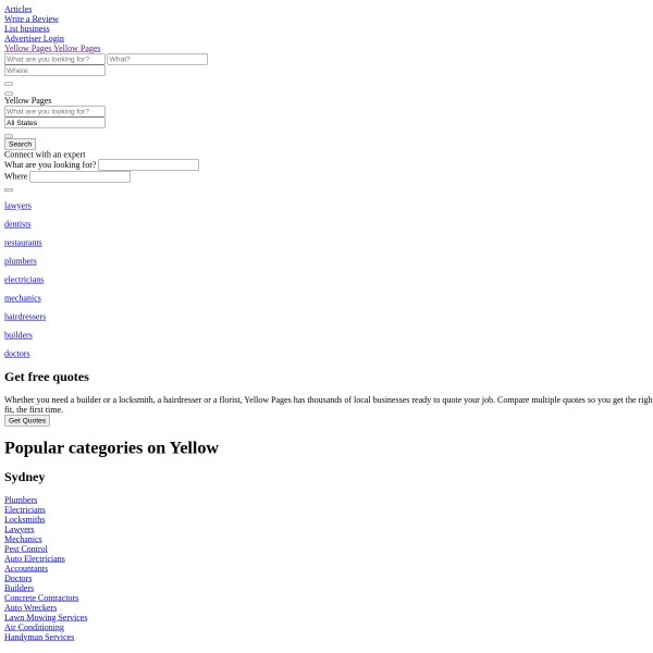 Yellowpages Australia homepage screenshot