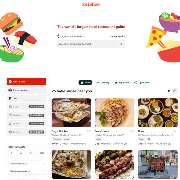 zabihah homepage screenshot