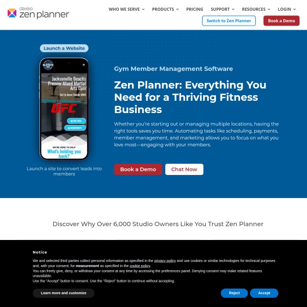ZenPlanner homepage screenshot