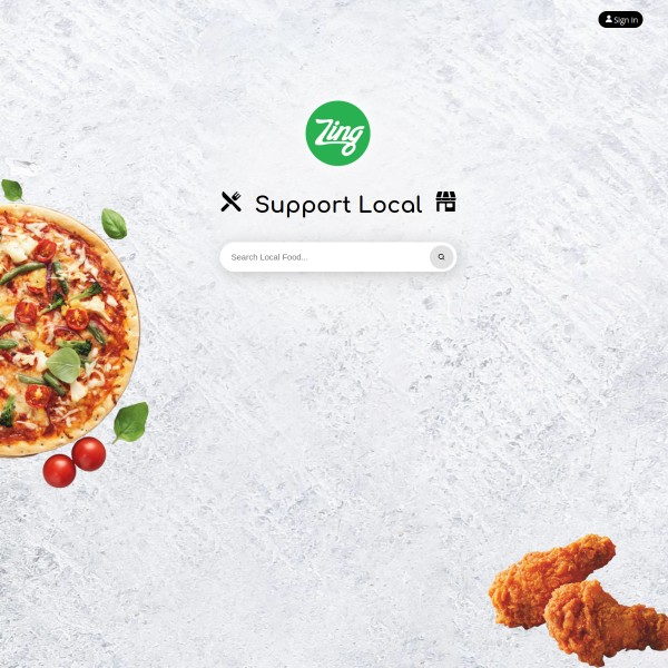 ZingMyOrder homepage screenshot