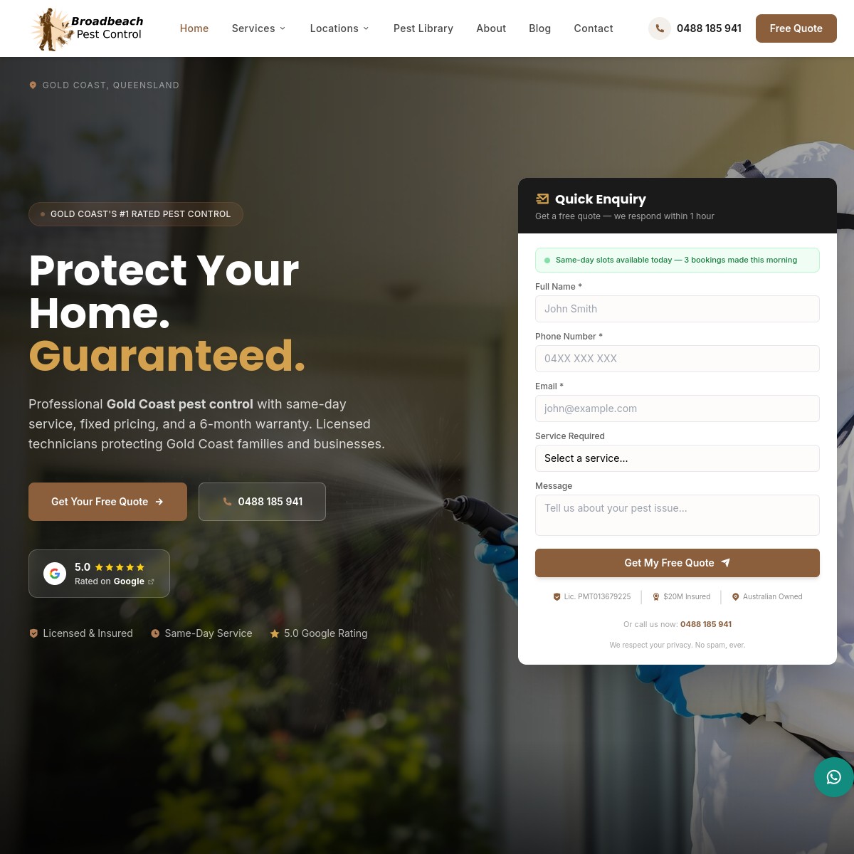 broadbeachpestcontrol.com.au website preview