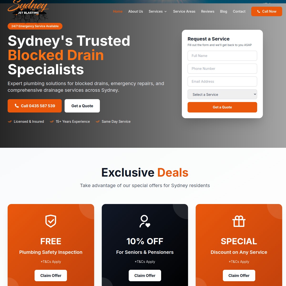 sydneyjetblasting.com.au website preview