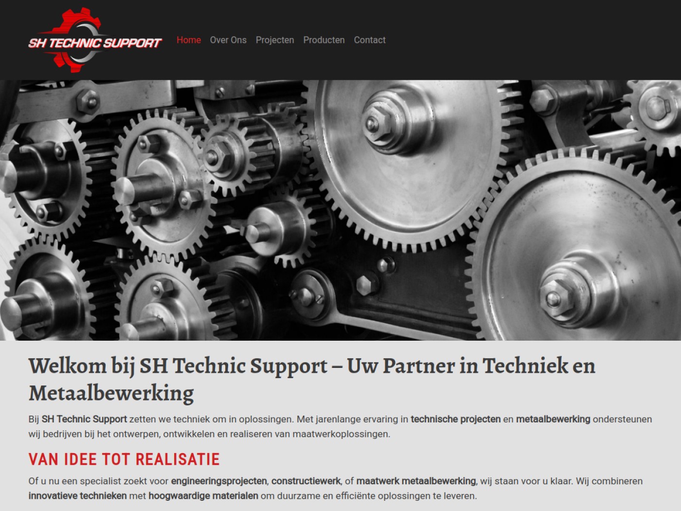 Screenshot website SH Technic Support