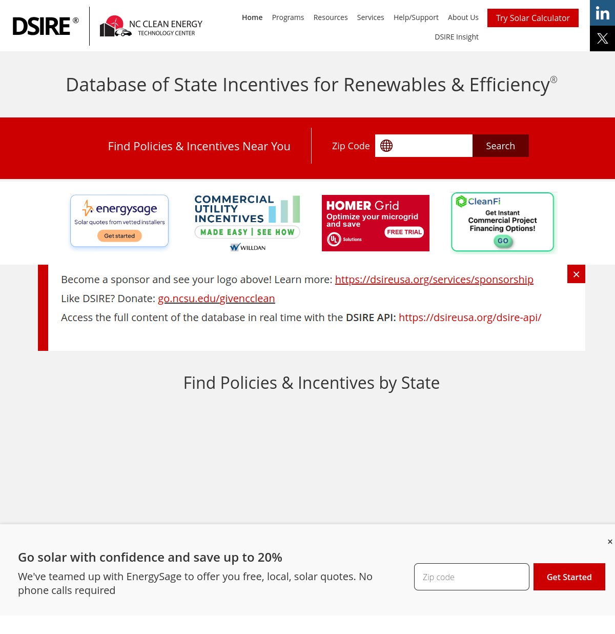 Database of State Incentives for Renewables & Efficiency