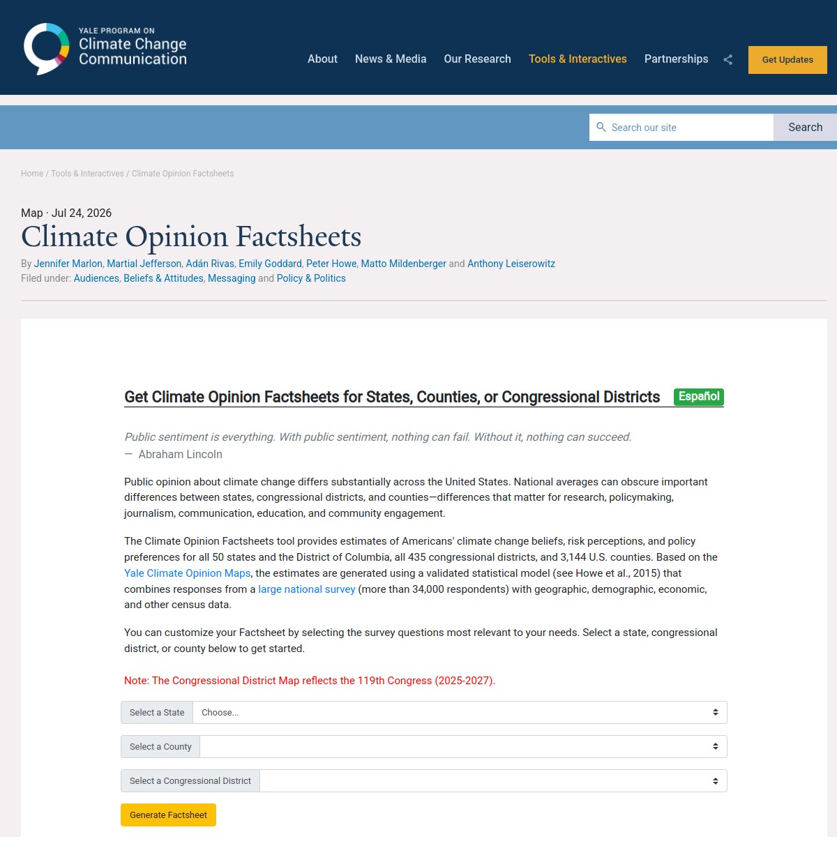 Yale Program on Climate Change Comunication