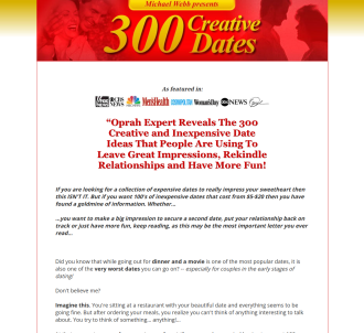 300 Creative Dates - By Oprah Dating And Relationship Expert.                  