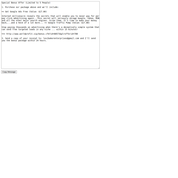 Special Bonus Offer (Limited to 5 People)