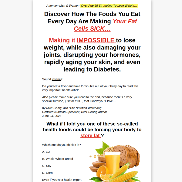 Discover How The Foods You're Eating Every Day Are Making Your Fat Cells SICK ...