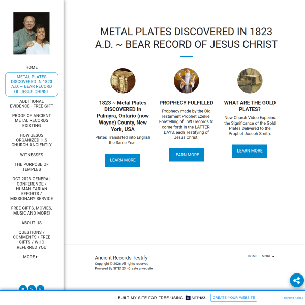 Metal Plates Discovered In 1823 A.D. ~ Bear Record Of Jesus Christ