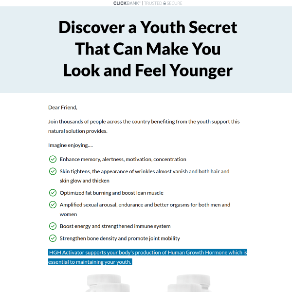 Human Growth Hormone Activator - Overall Health Supplement