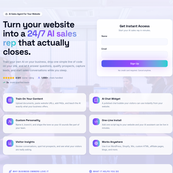 🤖 Turn Your Website Into A 24/7 AI Sales Rep That Actually Closes!