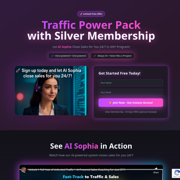 ?? Let AI Sophia Close Sales for You 24/7 — With the Traffic Power Pack & Silver Membership!