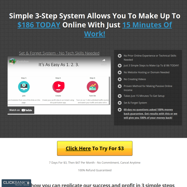 The Evolution System Make Money online Today