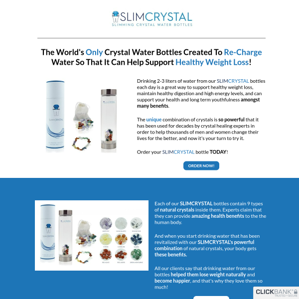 World's Only Crystal Water Bottles Created To Re-Charge Water  Can Help Support Healthy Weight Loss.