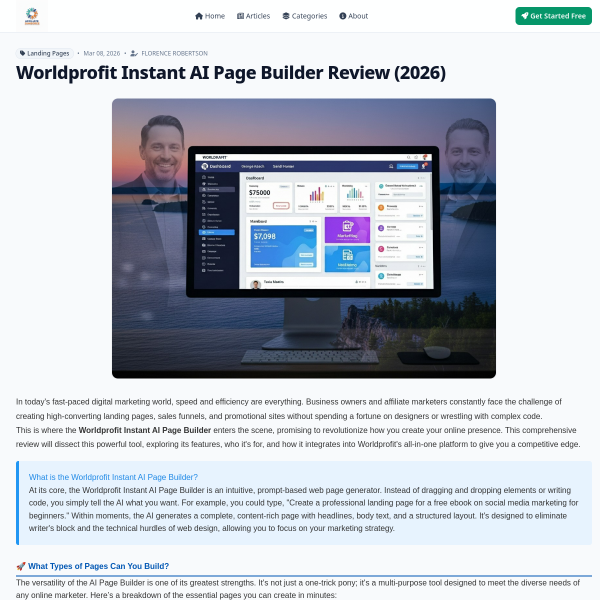 Worldprofit Instant AI Page Builder Review (2026)