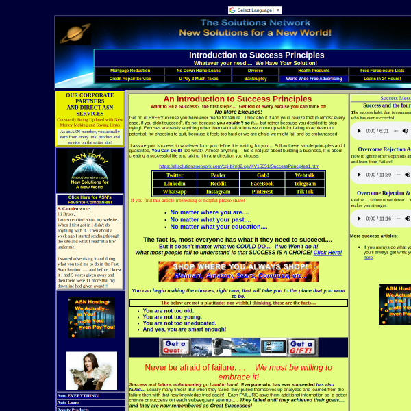 Introduction to Success Principles Whatever your need....  We Have Your Solution!