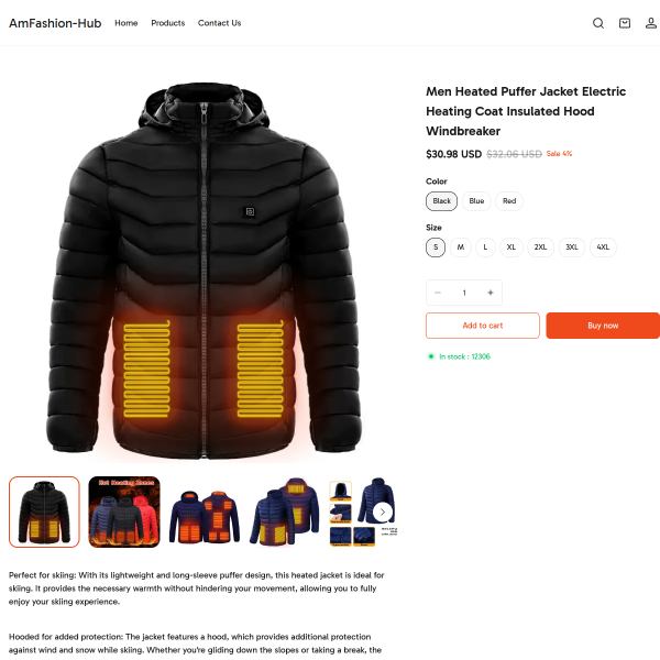 Men Heated Puffer Jacket