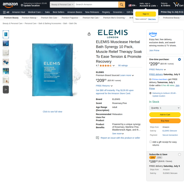 ELEMIS Musclease Herbal Bath Synergy 10 Pack, Muscle Relief Therapy Soak To Ease Tension