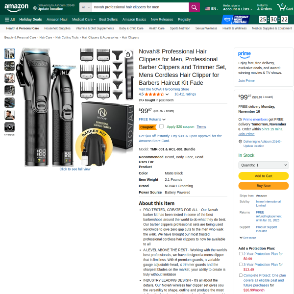 Novah® Professional Hair Clippers for Men,