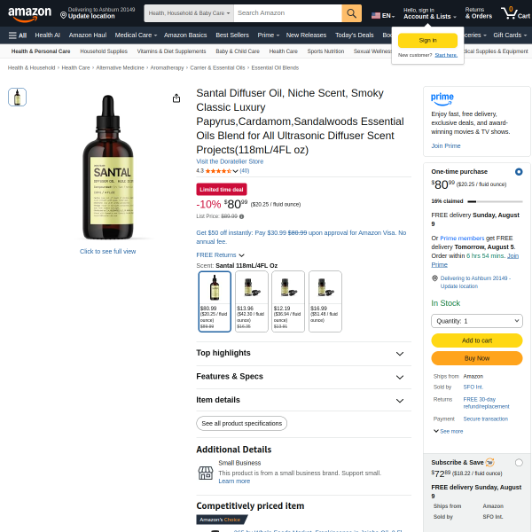 Santal Diffuser Oil