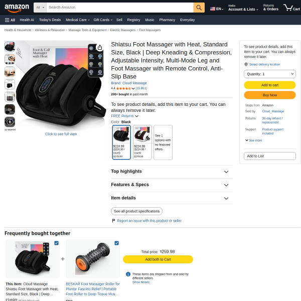 Shiatsu Foot Massager with Heat