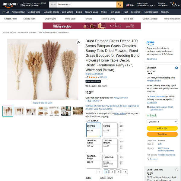Dried Pampas Grass Decor, 100 Stems Pampas Grass Contains Bunny Tails Dried Flowers, Reed Grass Bouq