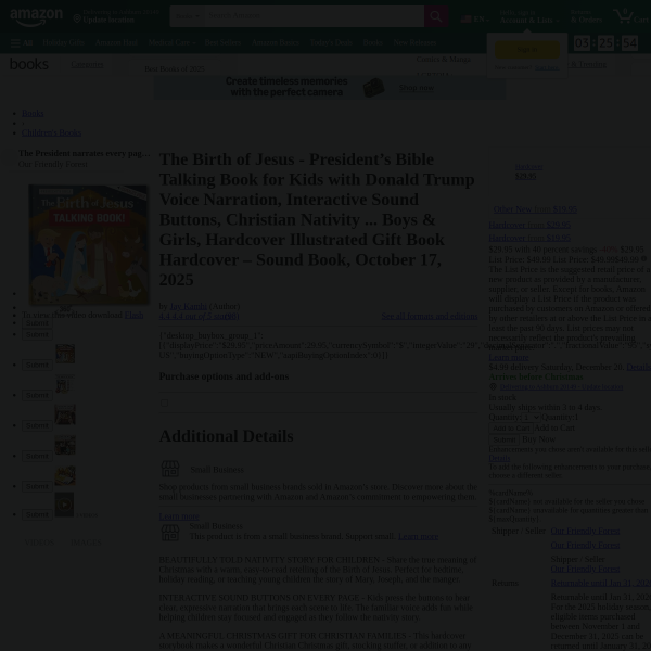 The Birth of Jesus - President’s Bible Talking Book for Kids