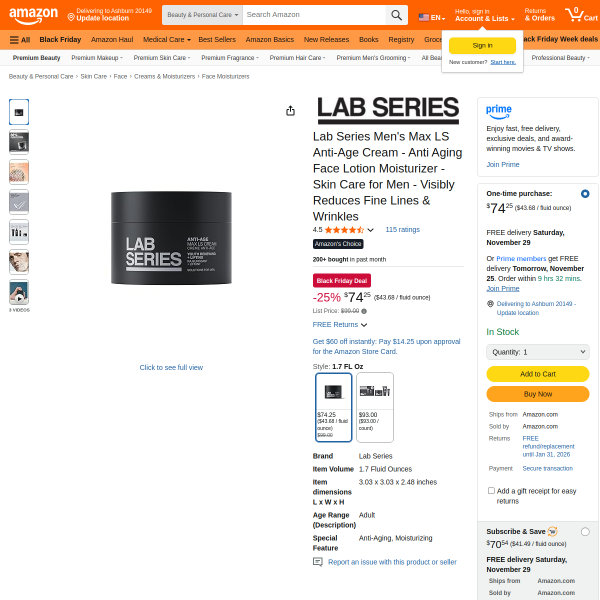 Lab Series Men's Max LS Anti-Age Cream