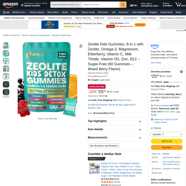 Zeolite Kids Gummies, 9-in-1 with Zeolite