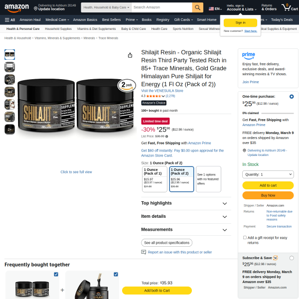 Shilajit Resin - Organic Shilajit Resin Third Party Tested Rich in 85+ Trace Minerals