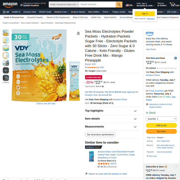 Sea Moss Electrolytes Powder Packets