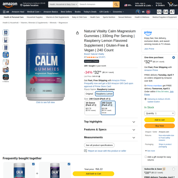 Natural Vitality Calm Magnesium Gummies