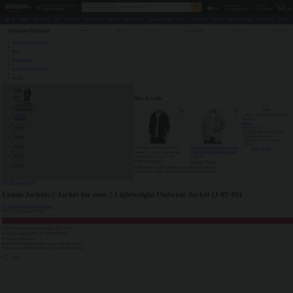 Lymio Jackets || Jacket for men || Lightweight Outwear Jacket (J-07-09)