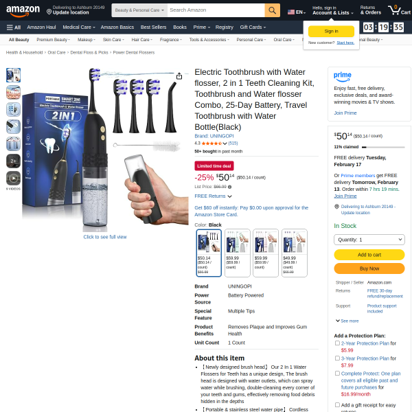 Electric Toothbrush with Water flosser